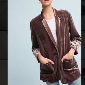 Anthropology Iridescent Velvet Blazer